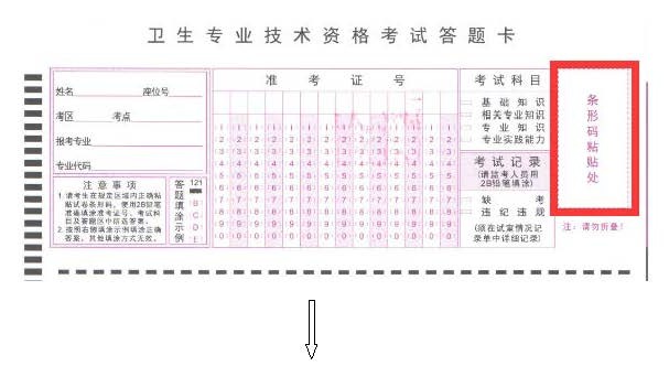 2017年卫生资格考试护理学（师）专业试卷条形码操作指南